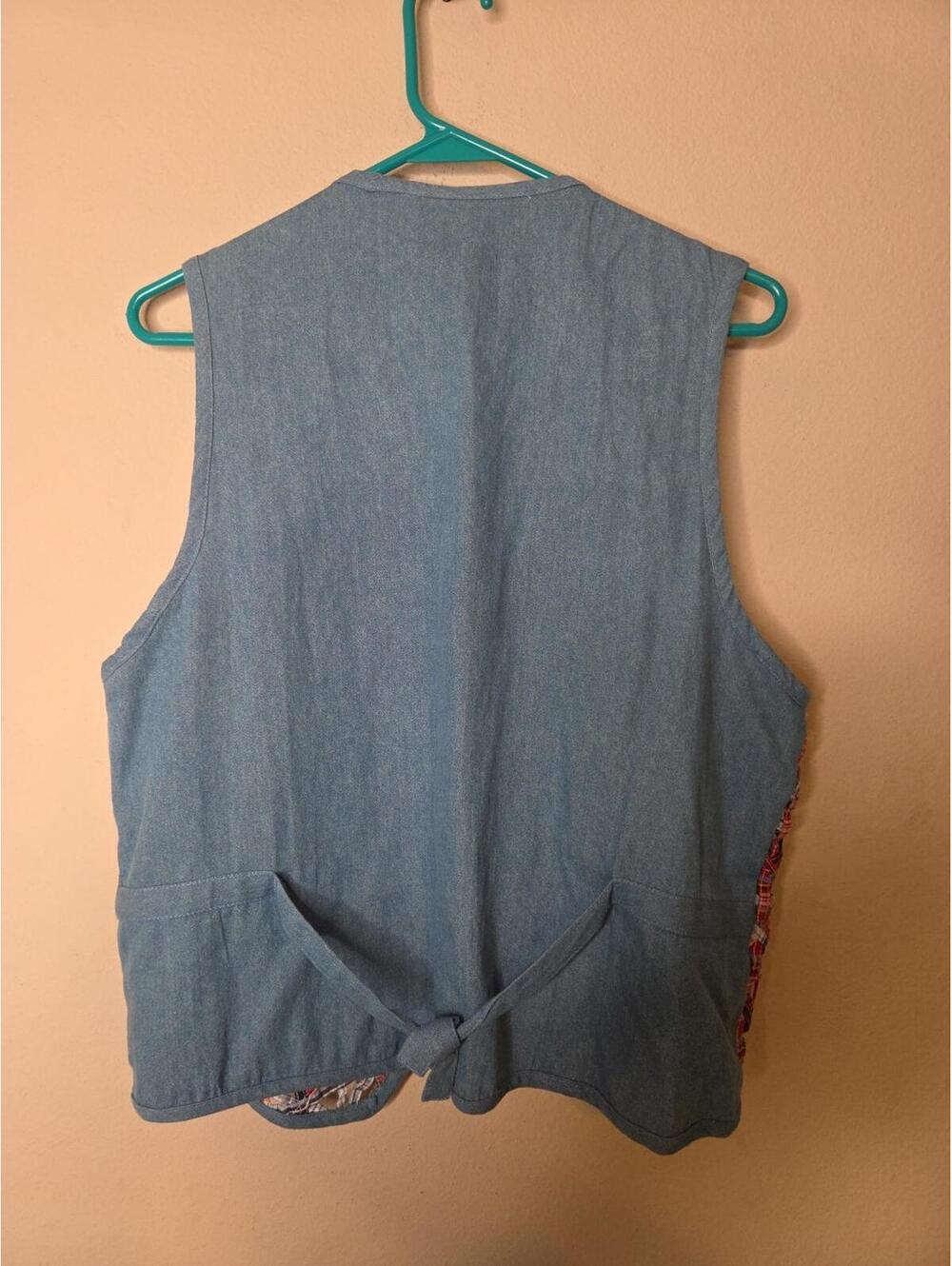 Cascade Blues Vintage Patchwork Woven Vest 90's M Unique - Picture 4 of 4
